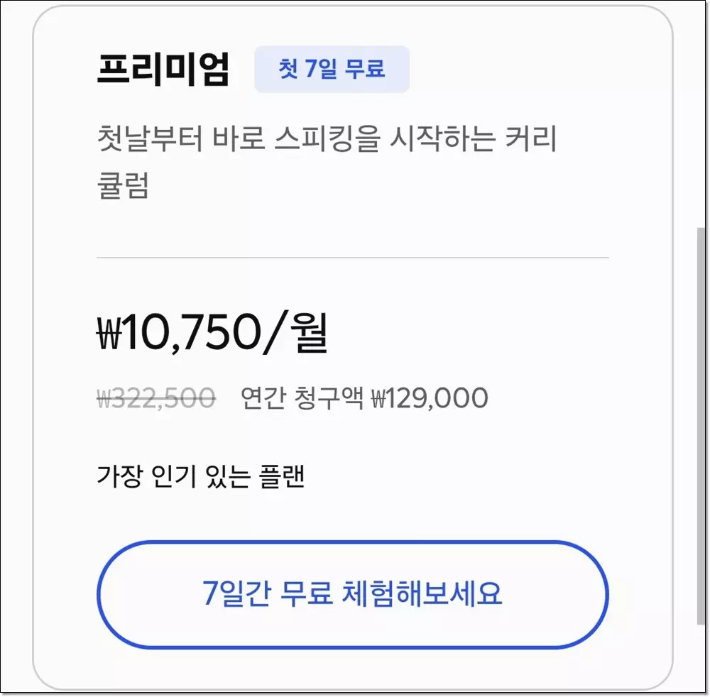 스픽 프리미엄 가격